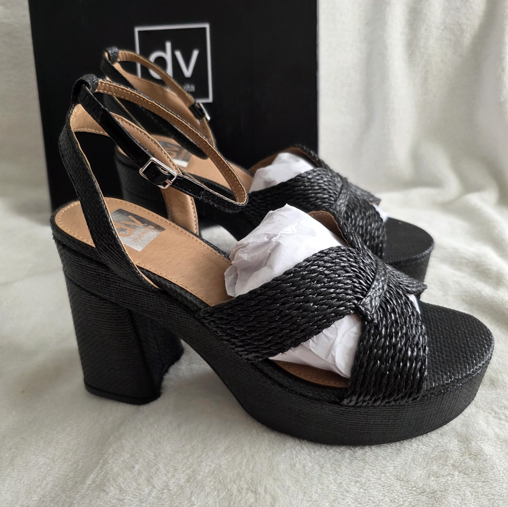 Dolce Vita Platform Woven Sandal Block Heels Womens 9.5 NIB Gothic Chic Boho - Picture 6 of 7